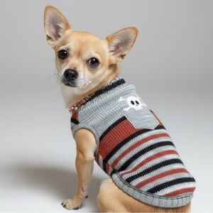 Striped Skull & Crossbones Dog Sweater